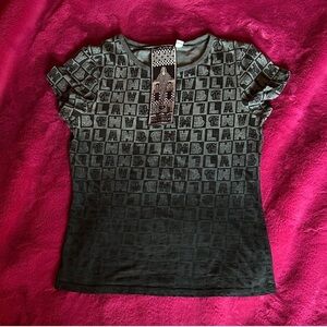✨🆕BNWOT!RARE!Fall 2008 L.A.M.B. Black and Gray Graphic Tee Sz M!